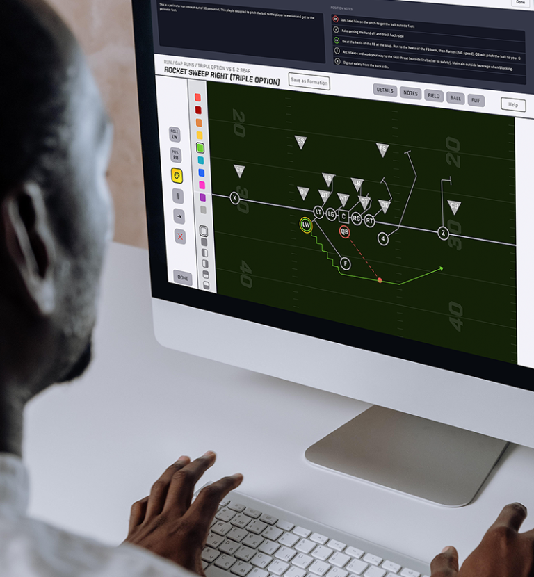 Coach Using Football Drawing tool for his football playbook