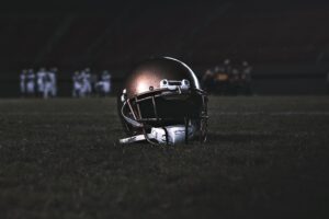 football helmet on field